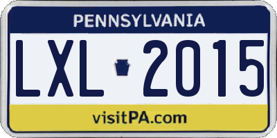 PA license plate LXL2015