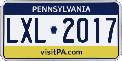 PA license plate LXL2017