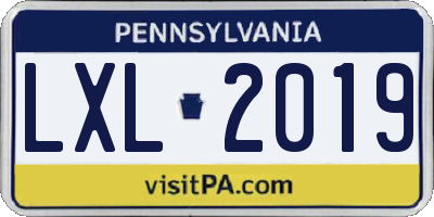 PA license plate LXL2019