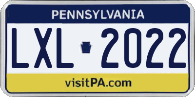 PA license plate LXL2022