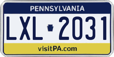 PA license plate LXL2031
