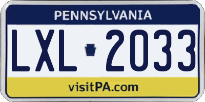 PA license plate LXL2033