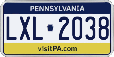 PA license plate LXL2038