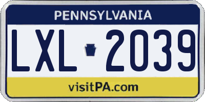 PA license plate LXL2039