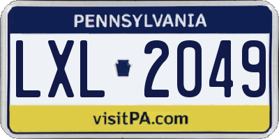 PA license plate LXL2049