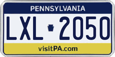 PA license plate LXL2050