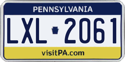 PA license plate LXL2061
