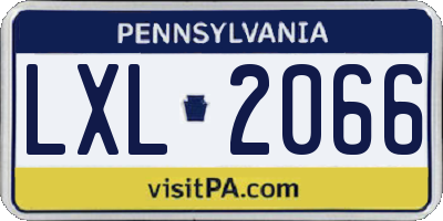 PA license plate LXL2066