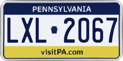 PA license plate LXL2067