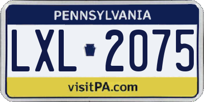 PA license plate LXL2075