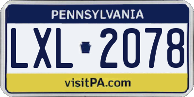PA license plate LXL2078