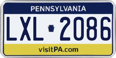 PA license plate LXL2086