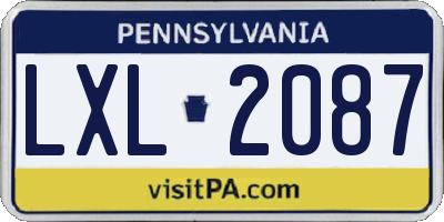 PA license plate LXL2087