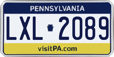 PA license plate LXL2089