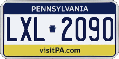 PA license plate LXL2090