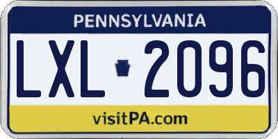 PA license plate LXL2096