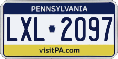 PA license plate LXL2097