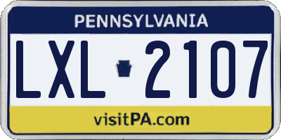 PA license plate LXL2107