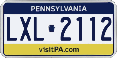 PA license plate LXL2112