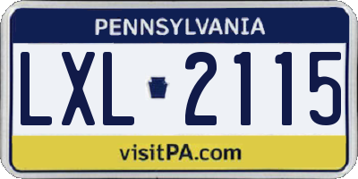 PA license plate LXL2115