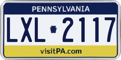 PA license plate LXL2117