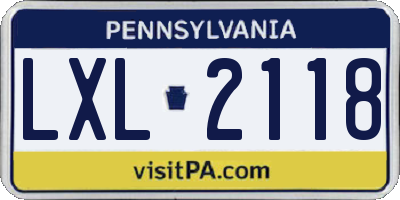 PA license plate LXL2118