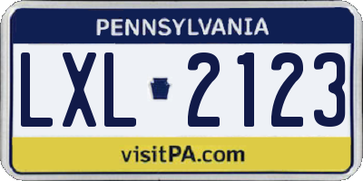 PA license plate LXL2123