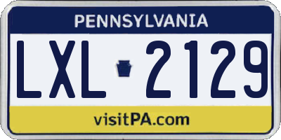 PA license plate LXL2129