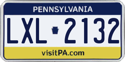 PA license plate LXL2132