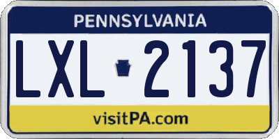 PA license plate LXL2137