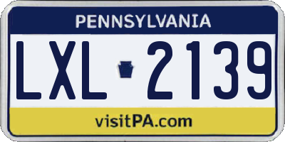 PA license plate LXL2139