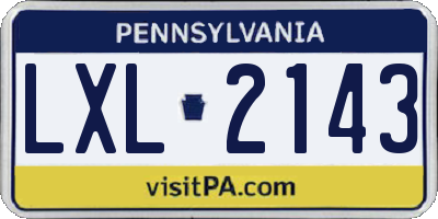 PA license plate LXL2143
