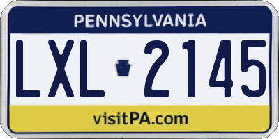 PA license plate LXL2145