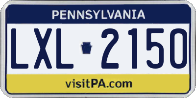 PA license plate LXL2150