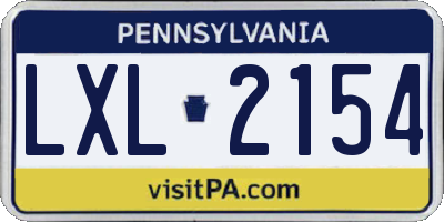 PA license plate LXL2154