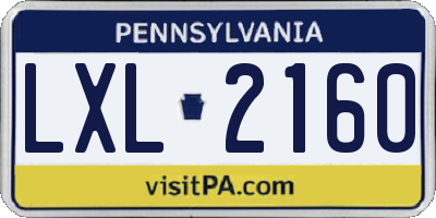 PA license plate LXL2160