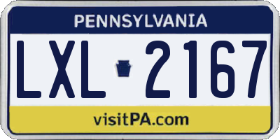 PA license plate LXL2167