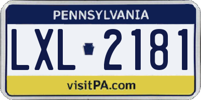 PA license plate LXL2181