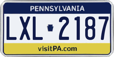 PA license plate LXL2187