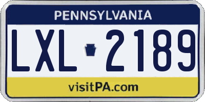PA license plate LXL2189