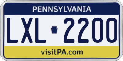 PA license plate LXL2200