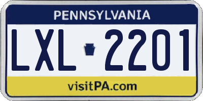 PA license plate LXL2201
