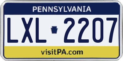 PA license plate LXL2207