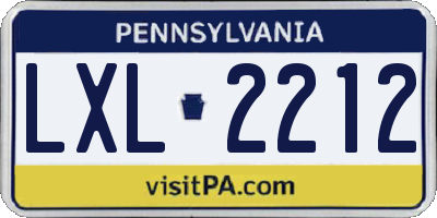 PA license plate LXL2212