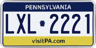 PA license plate LXL2221