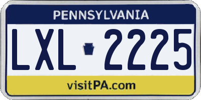 PA license plate LXL2225