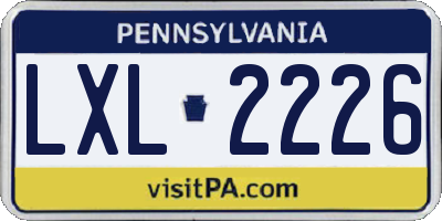 PA license plate LXL2226