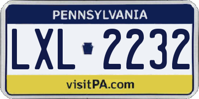PA license plate LXL2232