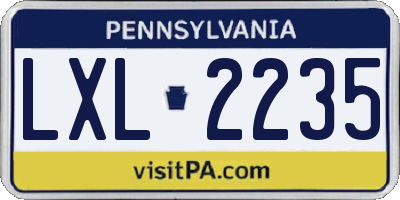 PA license plate LXL2235