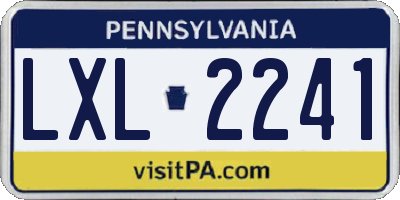 PA license plate LXL2241